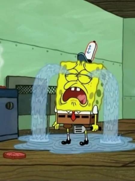 Bob Esponja chorando em cena do desenho da Nickelodeon - Reprodução