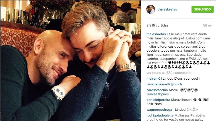 Quatro dias após se casar com Paulo Gustavo, Thales Bretas usou seu perfil no Instagram para se declarar para o marido. - Reprodução /Instagram /thalesbretas