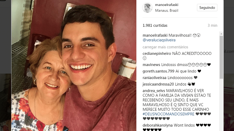 Manoel e Vera Lúcia, mãe de Vivian - Reprodução/Instagram - Reprodução/Instagram