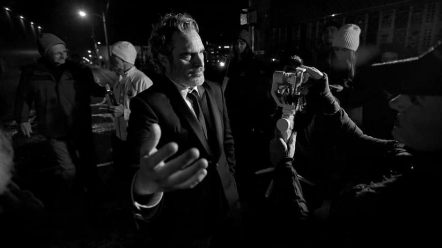 Joaquin Phoenix dá entrevista em protesto contra abatedouro em Los Angeles - Reprodução/Facebook
