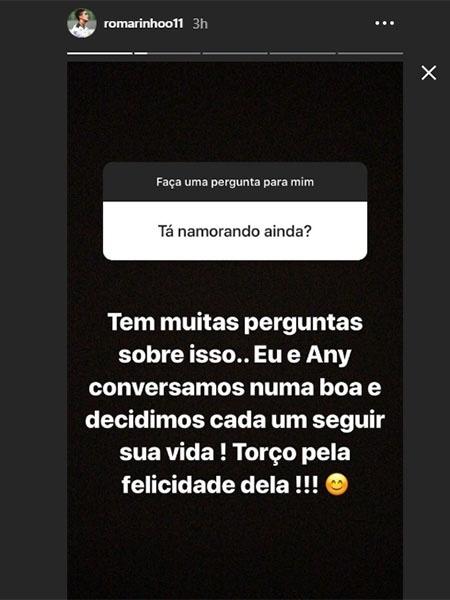 Romarinho anuncia que terminou com a DJ Any Borges - Reprodução/Instagram - Reprodução/Instagram