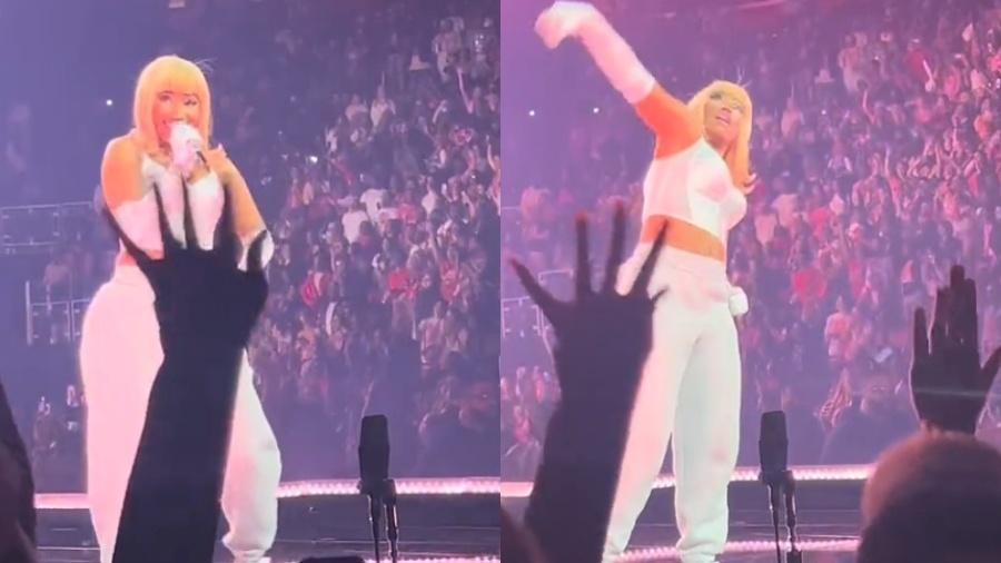 Cantora Nicki Minaj é atingida por objeto em show