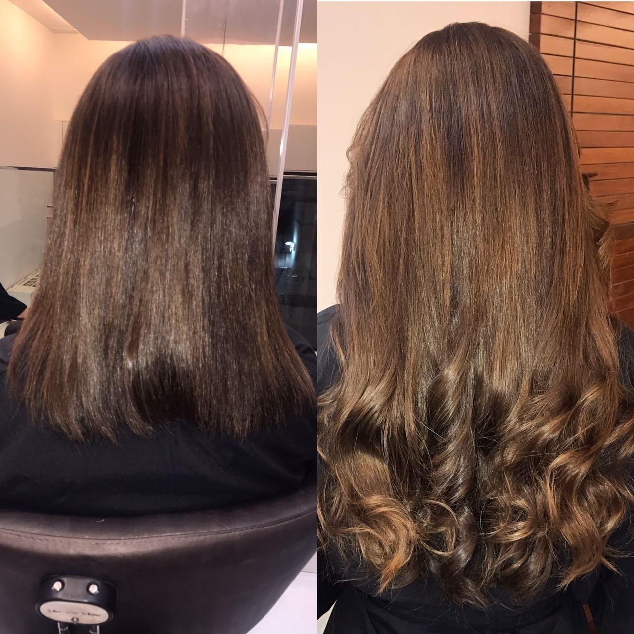 Antes e depois de cliente que utilizou o mega hair colocado com fita adesiva - Divulgação