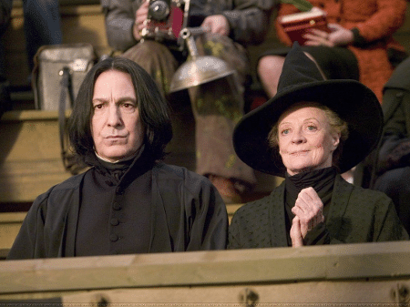 Severus Snape (Alan Rickman) e Minerva McGonagall (Maggie Smith) na saga Harry Potter - Reprodução