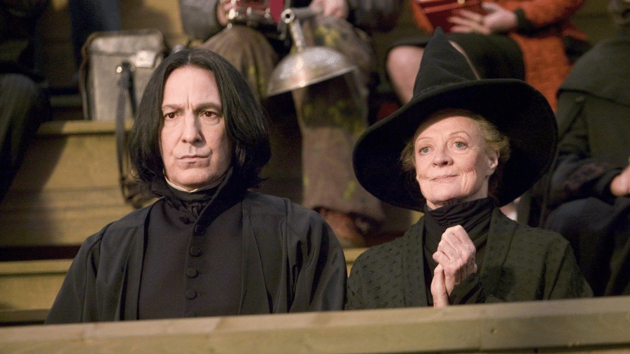 Severus Snape (Alan Rickman) e Minerva McGonagall (Maggie Smith) na saga Harry Potter - Reprodução