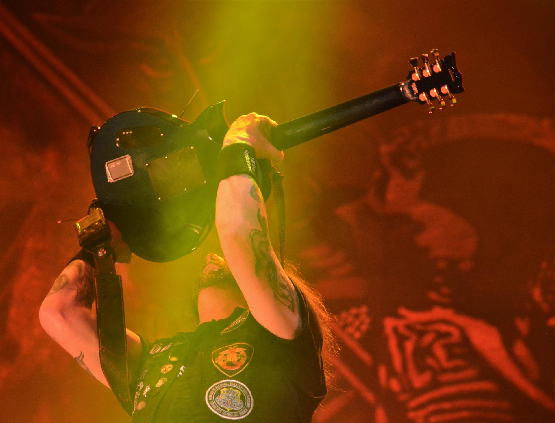 Gary Holt, guitarrista da banda Slayer, no palco Mundo do Rock In Rio 2019 - JORGE HELY/FRAMEPHOTO/ESTADÃO CONTEÚDO
