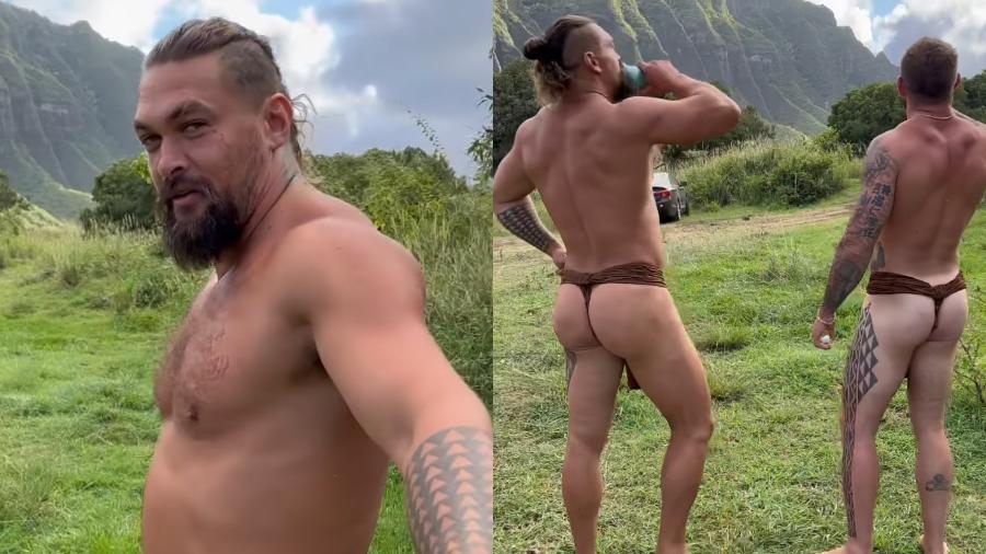 Jason Momoa mostra bumbum em traje havaiano e enlouquece fãs - Reprodução/Instagram