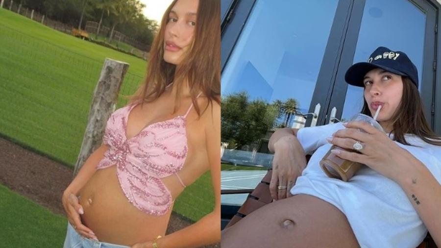 Hailey Bieber posa com barriguinha de grávida à mostra  - Reprodução/Instagram