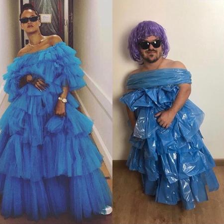 O modelo Mateus Baptistella imita look de Rihanna - Reprodução/Instagram/vireiadulto - Reprodução/Instagram/vireiadulto