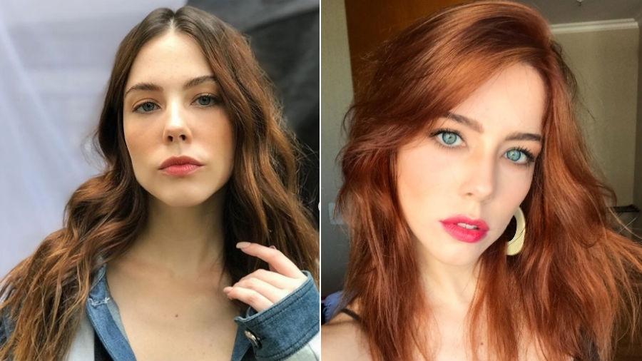 Bia Arantes antes e depois de mudar o visual: ruiva e com novo corte - Reprodução/Instagram