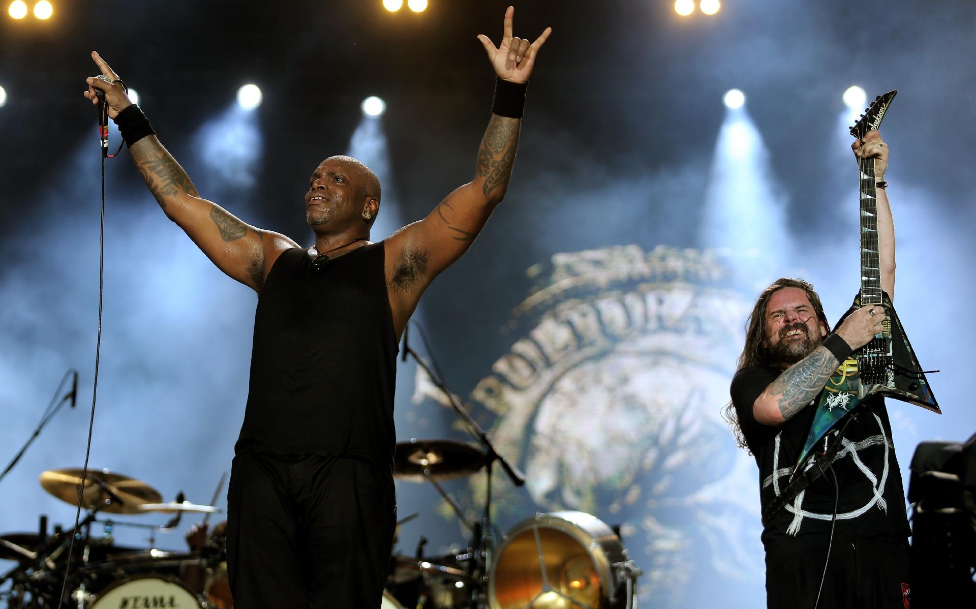 O vocalista Derrick Green e o guitarrista Andreas Kisser do Sepultura no Rock In Rio 2019 - WILTON JUNIOR/ESTADÃO CONTEÚDO