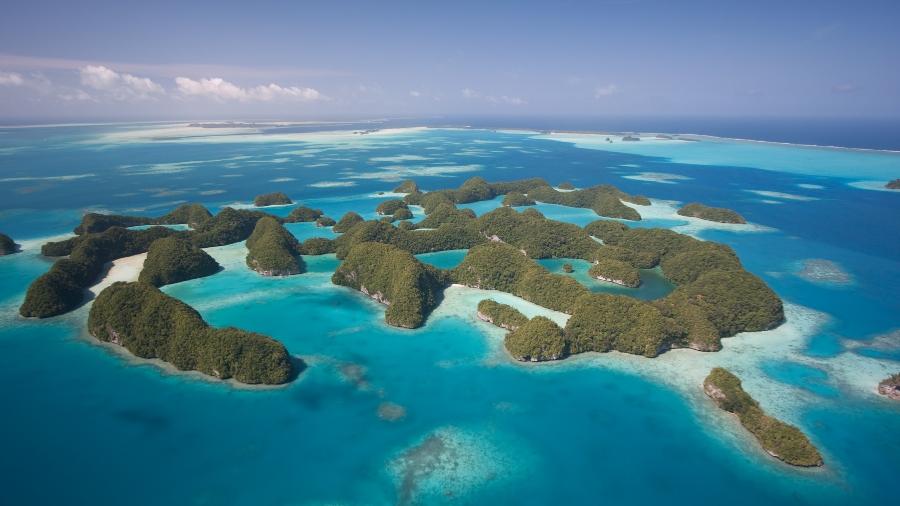 A reserva natural de Seventy Islands, em Palau; Primeiros casos de covid-19 foram registrados na repblica - Getty Images/iStockphoto
