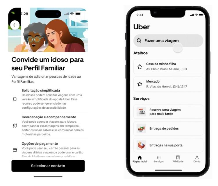 Uber Sênior é uma versão simplificada do aplicativo, voltada para idosos