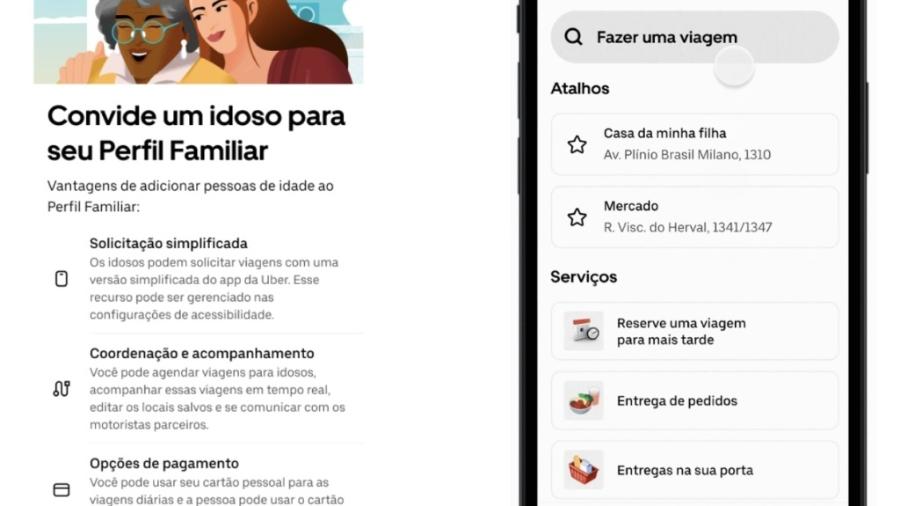 Uber Sênior é uma versão simplificada do aplicativo, voltada para idosos