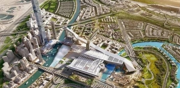 Visão aérea do projeto da nova pista de esqui de Dubai - Divulgação/Meydan City Corporation