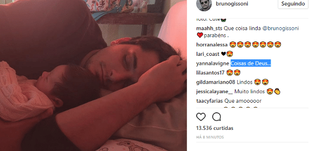 Yanna Lavigne comenta foto de Bruno Gissoni com a filha - Reprodução/Instagram bruno gissoni - Reprodução/Instagram bruno gissoni