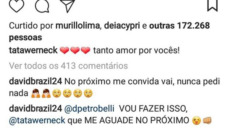 David Brazil comenta na foto em que está Bruna Marquezine e Mariana Ximenes na festa de Tatá Werneck  - Reprodução/Instagram - Reprodução/Instagram