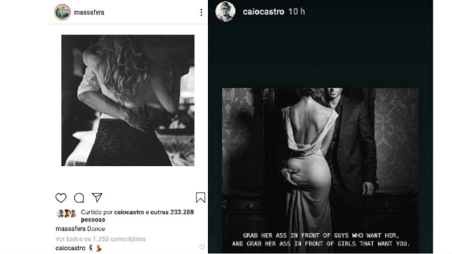 Os posts semelhantes feitos por Grazi Massafera e Caio Castro - Reprodução/Instagram