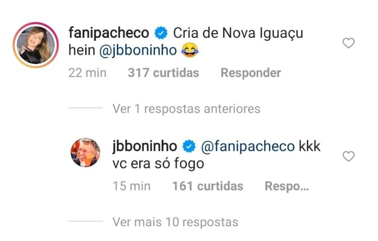 BBB 21: Fani Pacheco brinca com Boninho sobre Camilla de Lucas - Reprodução/Instagram - Reprodução/Instagram