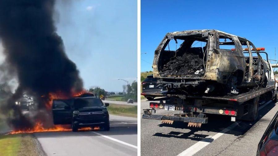 Carro da banda The Offspring pega fogo em estrada no Canadá - Reprodução/Instagram
