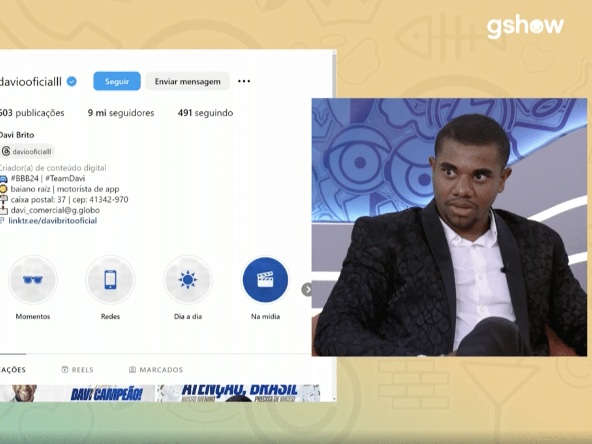 Davi fica chocado ao descobrir 9 milhões de seguidores nas redes sociais