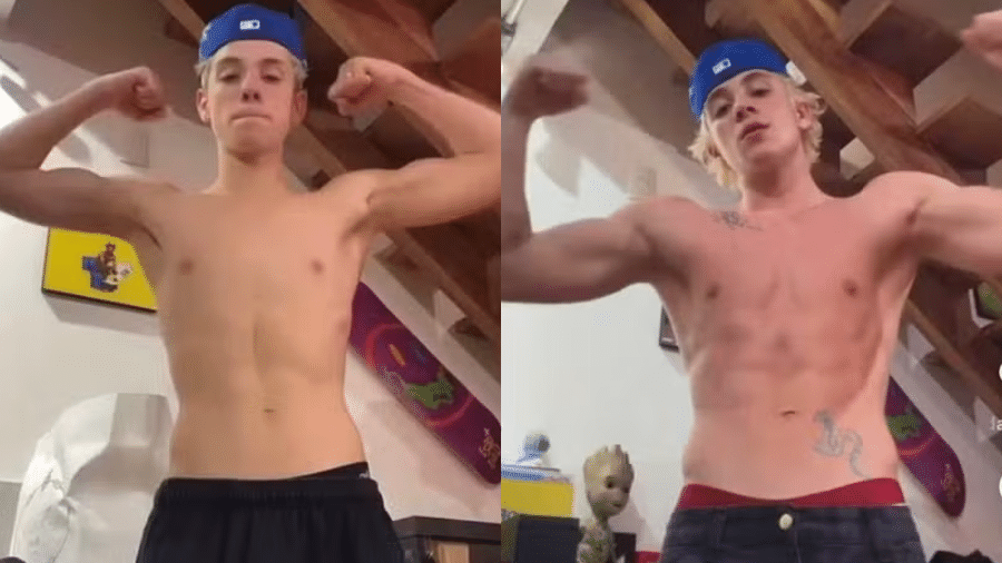 Juliano Floss mostra antes e depois do corpo