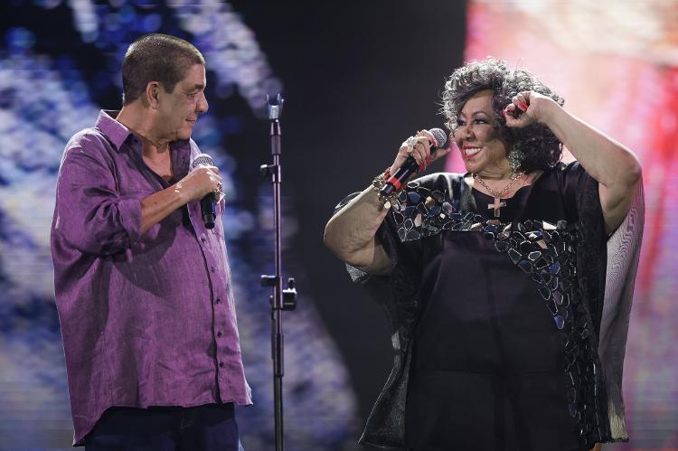 21.set.2024 - Zeca Pagodinho e Alcione se apresentam no palco Sunset na sexta noite de Rock in Rio