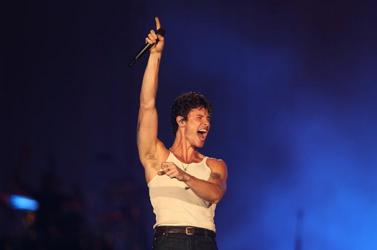 22.set.2024 - Shawn Mendes se apresenta no palco Mundo na última noite de Rock in Rio