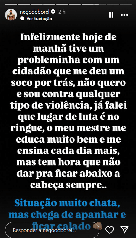 Nego do Borel explica briga com homem em rua do Rio de Janeiro