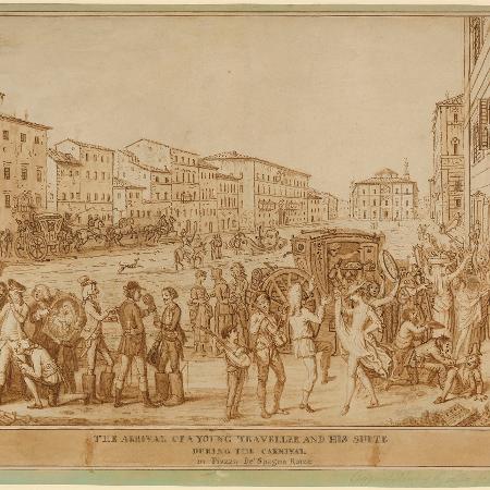 Viajante chega ao Carnaval de Roma, 1780 Viajante chega ao Carnaval de Roma, 1780