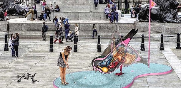 Aqui, o público terá que fazer a bolinha passar por dentro da escultura de uma pomba - Divulgação/London Design Festival - Divulgação/London Design Festival