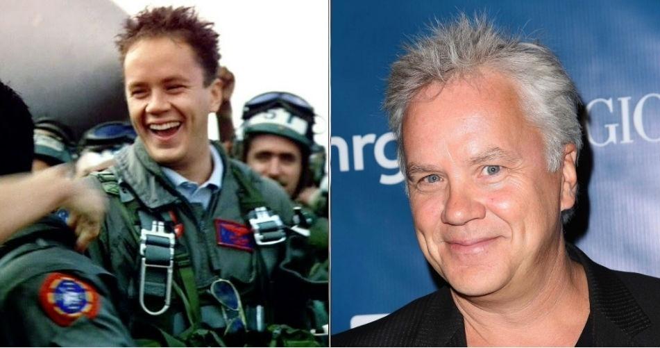 Tim Robbins interpretou o piloto Merlin no filme "Top Gun". Ele tinha 27 anos na época - Divulgação