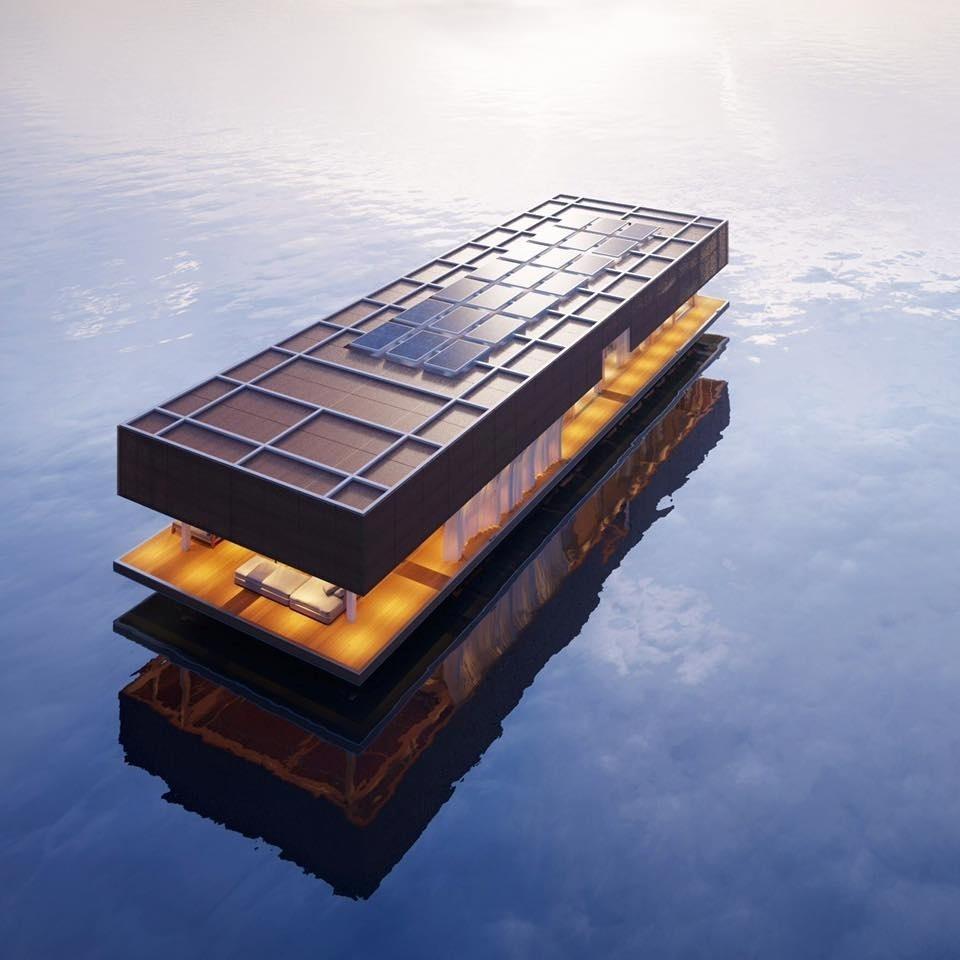 A Waterlovt (waterlovt.com) é autossustentável: a água limpa vem através da dessalinização, enquanto o lixo orgânico é reciclado e convertido em energia por um biodigestor. Com a ajuda de painéis solares e baterias, os aparelhos podem ser movidos a eletricidade nesta casa de luxo flutuante - Divulgação