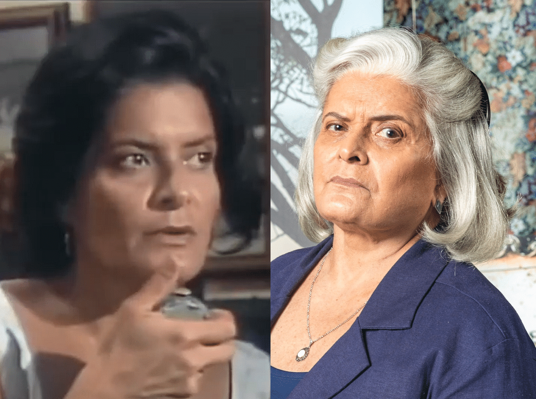 Jussara Freire em "Pantanal" e hoje - Reprodução/TV Globo/João Miguel Júnior