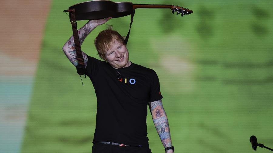 19.set.2024 - Ed Sheeran se apresenta no Palco Mundo do quarto dia de Rock in Rio -  Eduardo Anizelli/Folhapress