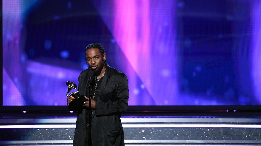 Kendrick Lamar agradece prêmio de melhor álbum de rap no Grammy 2018 - Getty Images