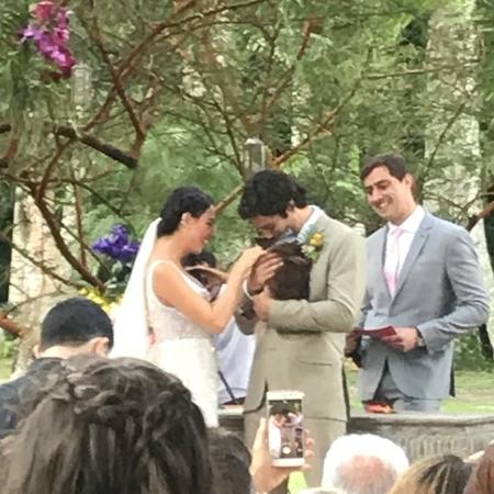 Zeca, cachorro de Isis Valverde, leva as alianças do casal - Reprodução/Instagram - Reprodução/Instagram