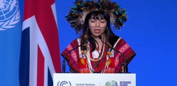 Txai Suruí na abertura da COP26, em Glasgow