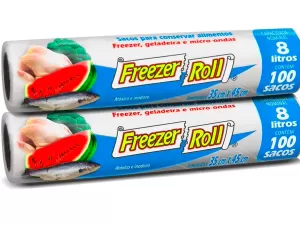Conjunto com 2 rolos de saco para alimentos 8 litros - Freezer-Roll - Divulgação - Divulgação
