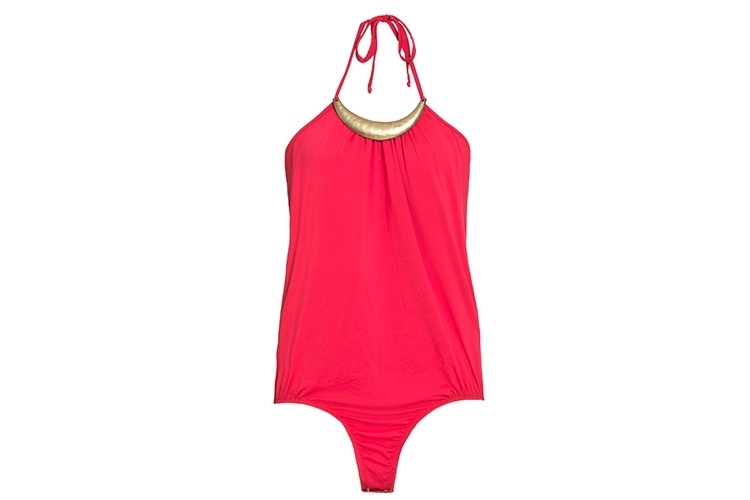 Maiô vermelho com aplicação dourada, da Megadose. Preço: R$ 194,75. Informações: www.megadose.com.br | Preço e disponibilidade pesquisados em novembro de 2015 e sujeitos a alterações - Divulgação