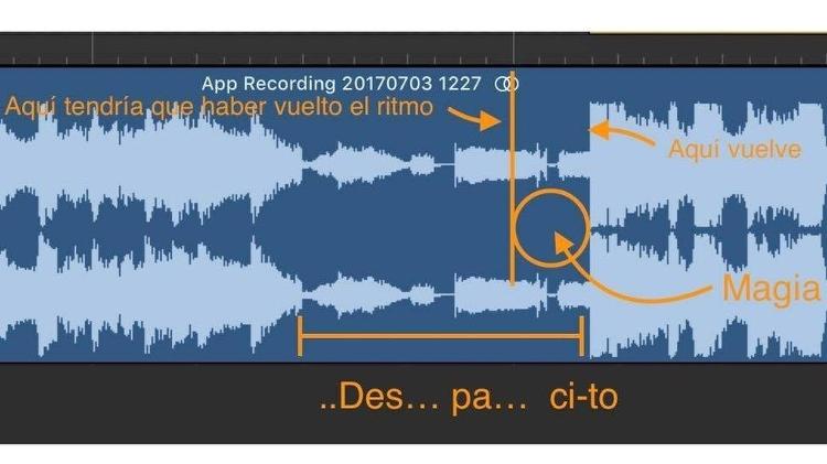Com este gráfico, Nahúm García explica, em espanhol, a magia de "Despacito" - há uma quebra no ritmo - Divulgação/BBC - Divulgação/BBC