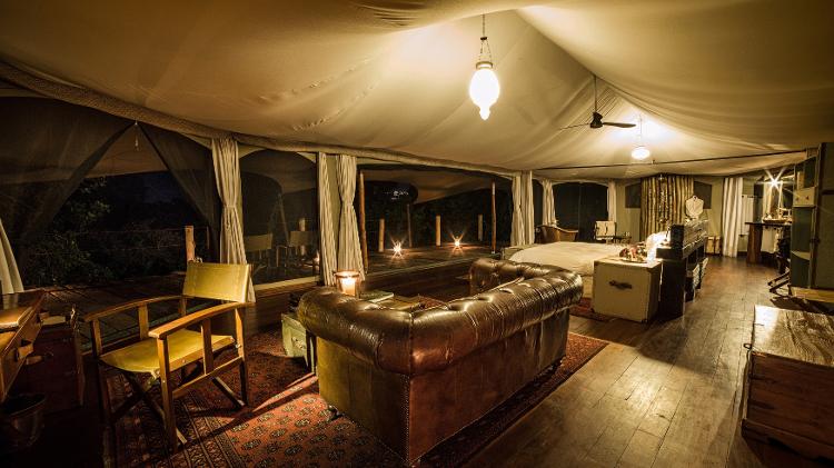 Uma das luxuosas e sustentáveis tendas do Mara Plains Camp - Divulgação/GreatPlainsConservation - Divulgação/GreatPlainsConservation