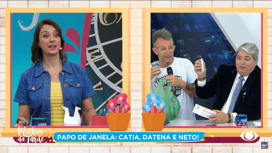 Cátia Fonseca se surpreendeu com interação entre Datena e Neto no Papo de Janela - Reprodução/YouTube