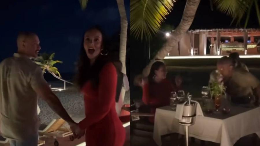 Paolla Oliveira e Diogo Nogueira ganham jantar romântico nas Maldivas