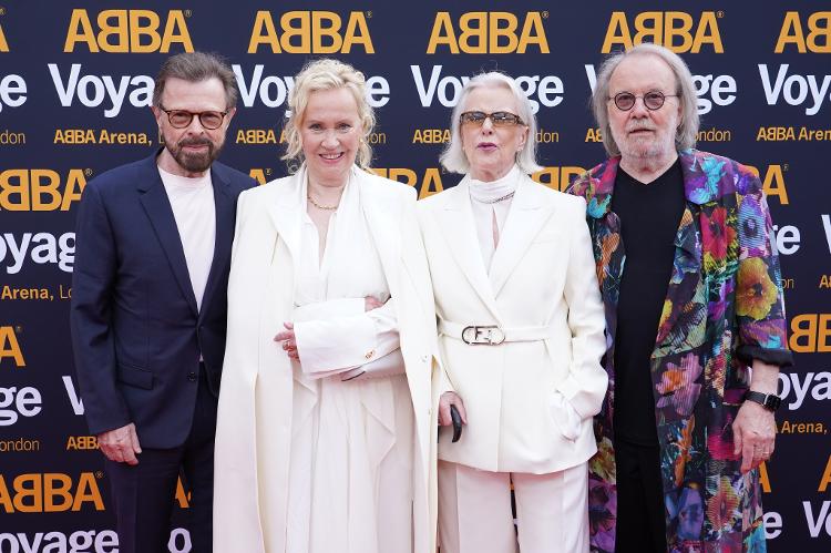 Bjorn Ulvaeus, Agnetha Faltskog, Anni-Frid Lyngstad e Benny Andersson durante o lançamento do concerto digital 'ABBA Voyage', na ABBA Arena, leste de Londres, em maio de 2022