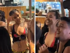 Antes de show no Rock in Rio, Tyla dança com fãs em Copacabana