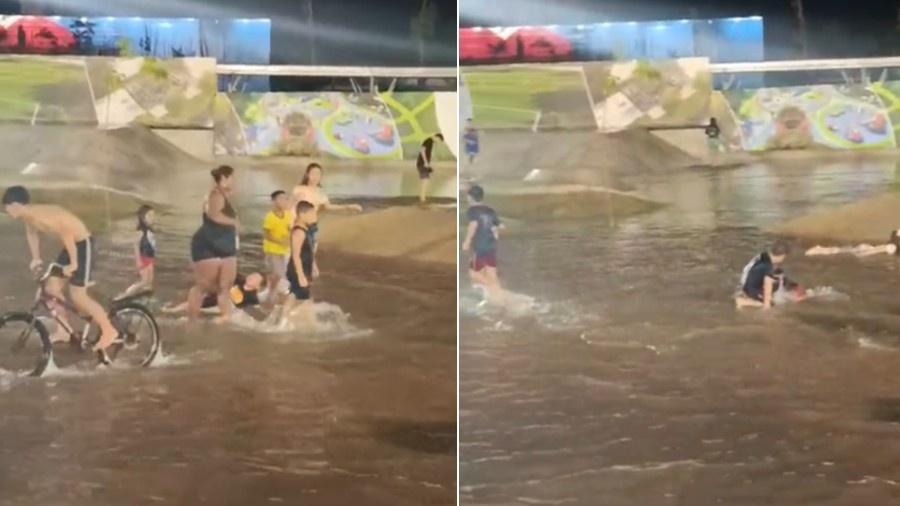 Pista de skate alagada no Parque da Cidade de Belém Pista de skate alagada no Parque da Cidade de Belém