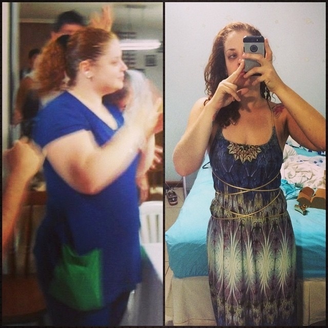 Ex-obesa, Luciana Soares da Costa, 28 anos, perdeu 38 kg após começar a fazer balé. Na imagem, fotos dela antes e depois de começar a dançar.