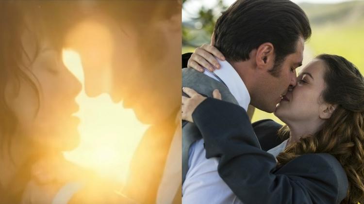 Keira Knightley e Matthew Macfadyen como Elizabeth e Darcy em "Orgulho e Preconceito". Nathalia Dill e Thiago Lacerda interpretarão os personagens em "Orgulho e Paixão" - Reprodução/Youtube/Globo/Estevam Avellar/Globo/Marília Cabral - Reprodução/Youtube/Globo/Estevam Avellar/Globo/Marília Cabral