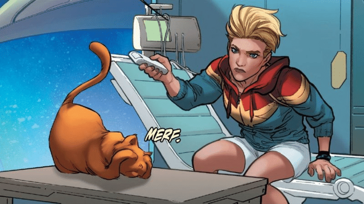 Capitã Marvel e Chewie/Goose nos quadrinhos - Reprodução - Reprodução